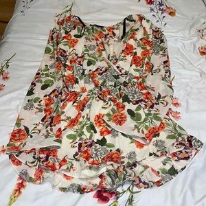 Honey Punch floral long sleeve romper